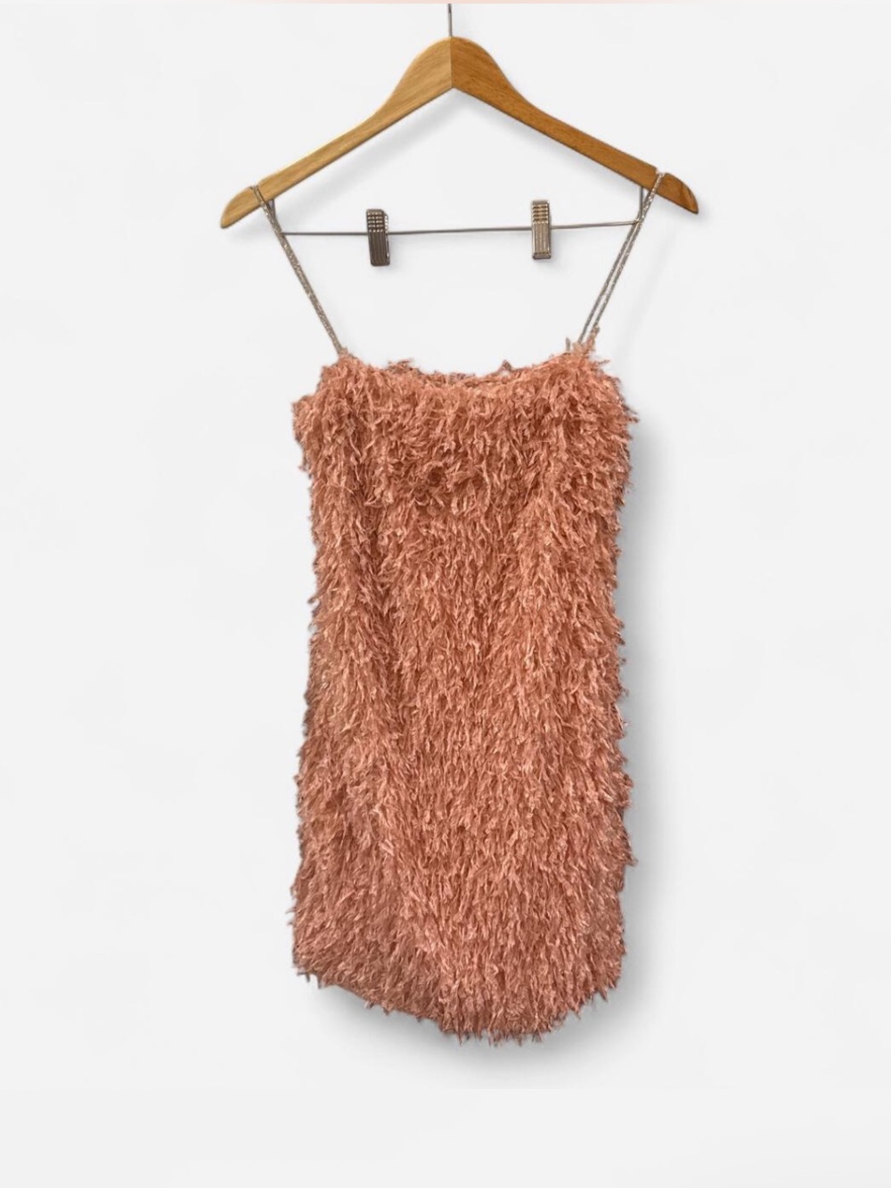 NWT Galita faux feathered mini dress size L coquette romantic evening wear glam